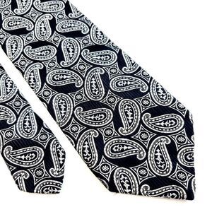 Zanetti Italy Black Gray Paisley‎ Woven Long Silk Tie